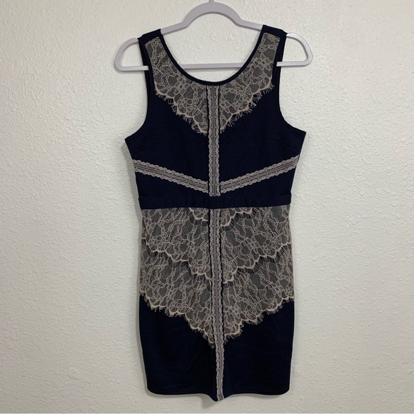 Maurice’s Classic Navy Sheath Dress With Lace Overlay Size M - Picture 2 of 10